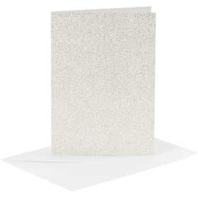Cards and Envelopes, card size 10,5x15 cm, envelope size 11,5x16,5 cm, glitter, 120+250 g, white, 4 set/ 1 pack [HOB-23028]