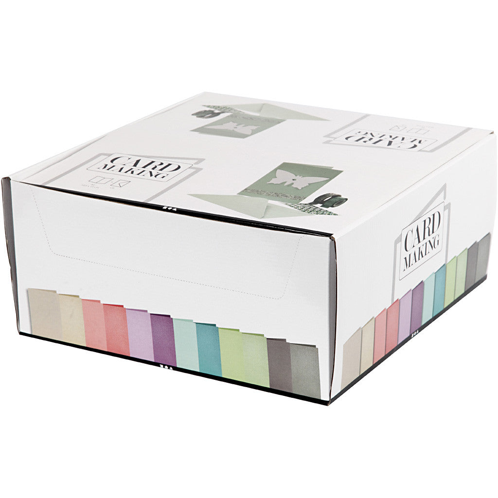 Cards and Envelopes, card size 10,5x15 cm, envelope size 11,5x16,5 cm, 120+210 g, assorted colours, 12x10 pack/ 1 pack [HOB-23037]
