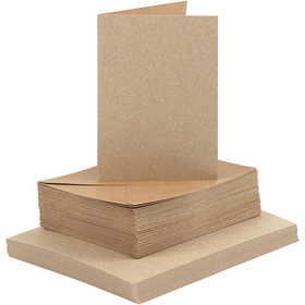 Cards and envelopes, card size 10,5x15 cm, envelope size 11,5x16,5 cm, 120+240 g, natural, 50 set/ 1 pack [HOB-23113]