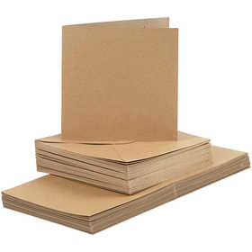 Cards and envelopes, card size 15x15 cm, envelope size 16x16 cm, 120+240 g, natural, 50 set/ 1 pack [HOB-23117]