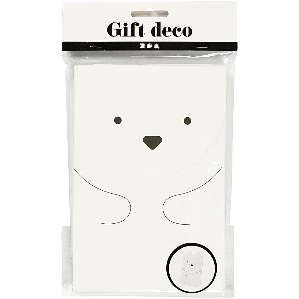 Paper Bag, polar bear, H: 18 cm, size 6x12 cm, 80 g, white, 6 pc/ 1 pack [HOB-23181]