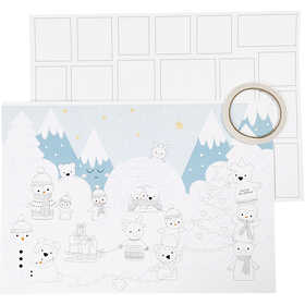 Christmas Calendar, size 30x42 cm, white, 3pc/ 1 pack [HOB-23311]