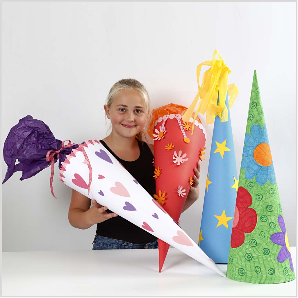 Cones, H: 68 cm, dia. 20 cm, white, 5 pc/ 1 pack [HOB-23315]