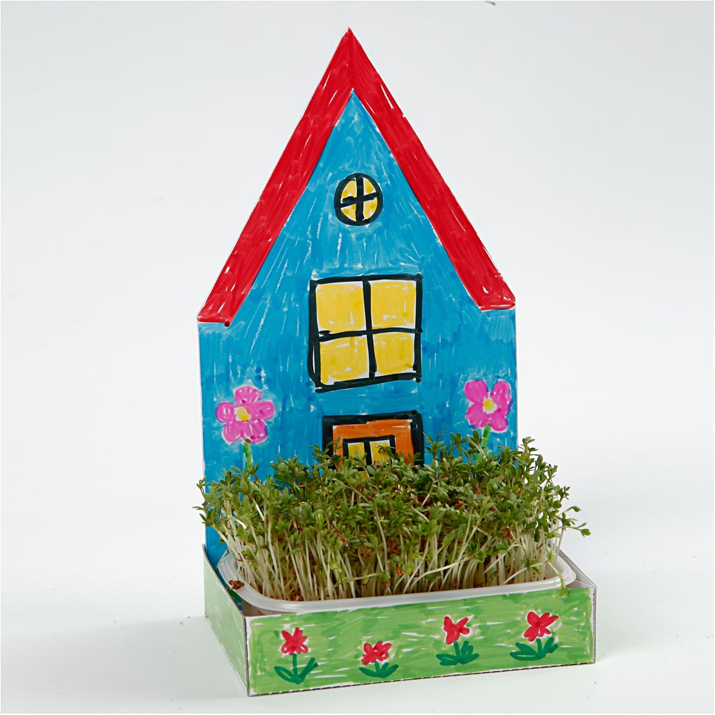 Figure Shaped Cress Trays, house, H: 20 cm, white, 6 set/ 1 pack [HOB-23323]