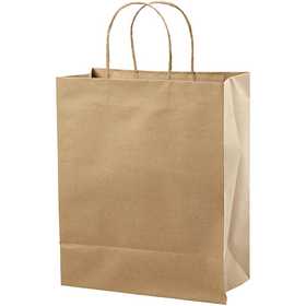 Paper Bag, H: 33 cm, W: 26x13 cm, 125 g, brown, 10 pc/ 1 pack [HOB-23368]