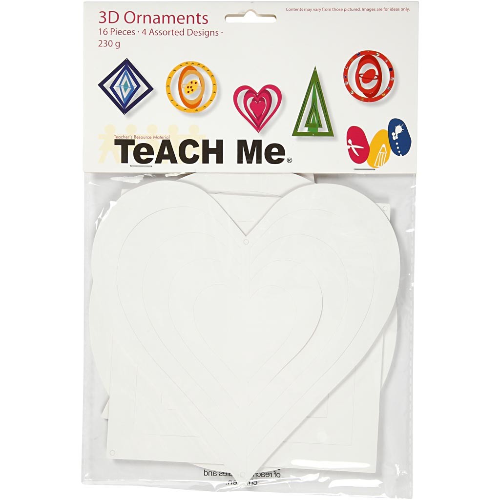 3D Hanging Decoration, H: 18+22+24 cm, W: 15+18+22 cm, 230 g, white, 16 pc/ 1 pack [HOB-23467]