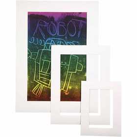 Picture Mount, A3,A4,A5, size 17x23 + 25x34 + 35+48 cm, thickness 0,4 mm, 270 g, white, 75 pc/ 1 pack [HOB-23601]