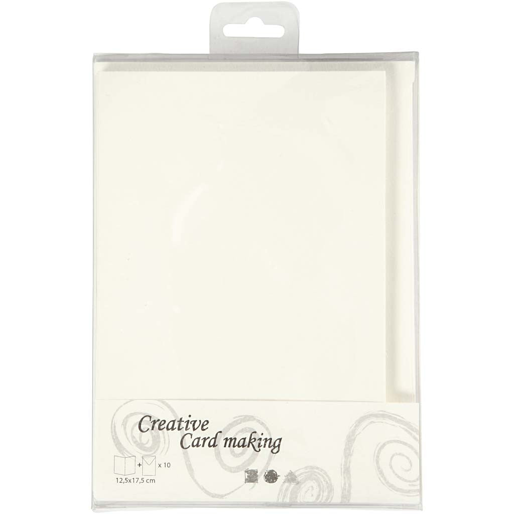 Cards And Envelopes, card size 12,5x17,5 cm, envelope size 14x19 cm, off-white, 10 set/ 1 pack [HOB-23706]