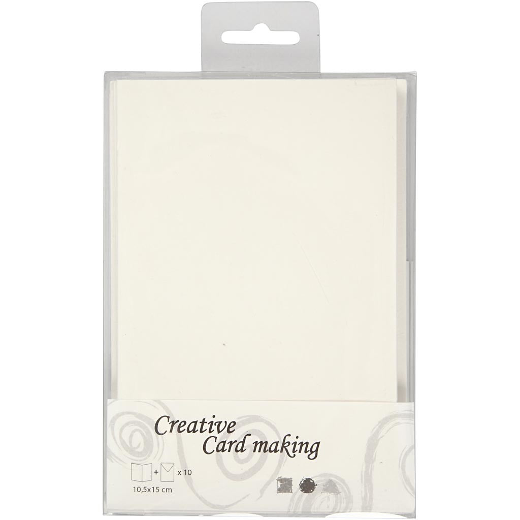 Cards And Envelopes, card size 10,5x15 cm, envelope size 11,5x16,5 cm, off-white, 10set/ 1 pack [HOB-23708]