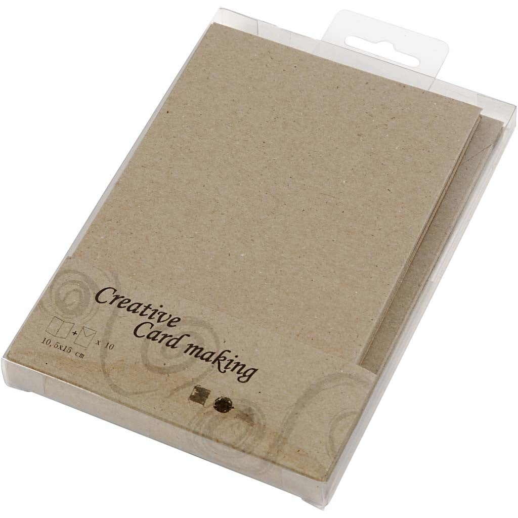 Blank Cards With Envelope, card size 10,5x15 cm, envelope size 11,5x16,5 cm, natural, 10 set/ 1 pack [HOB-23712]