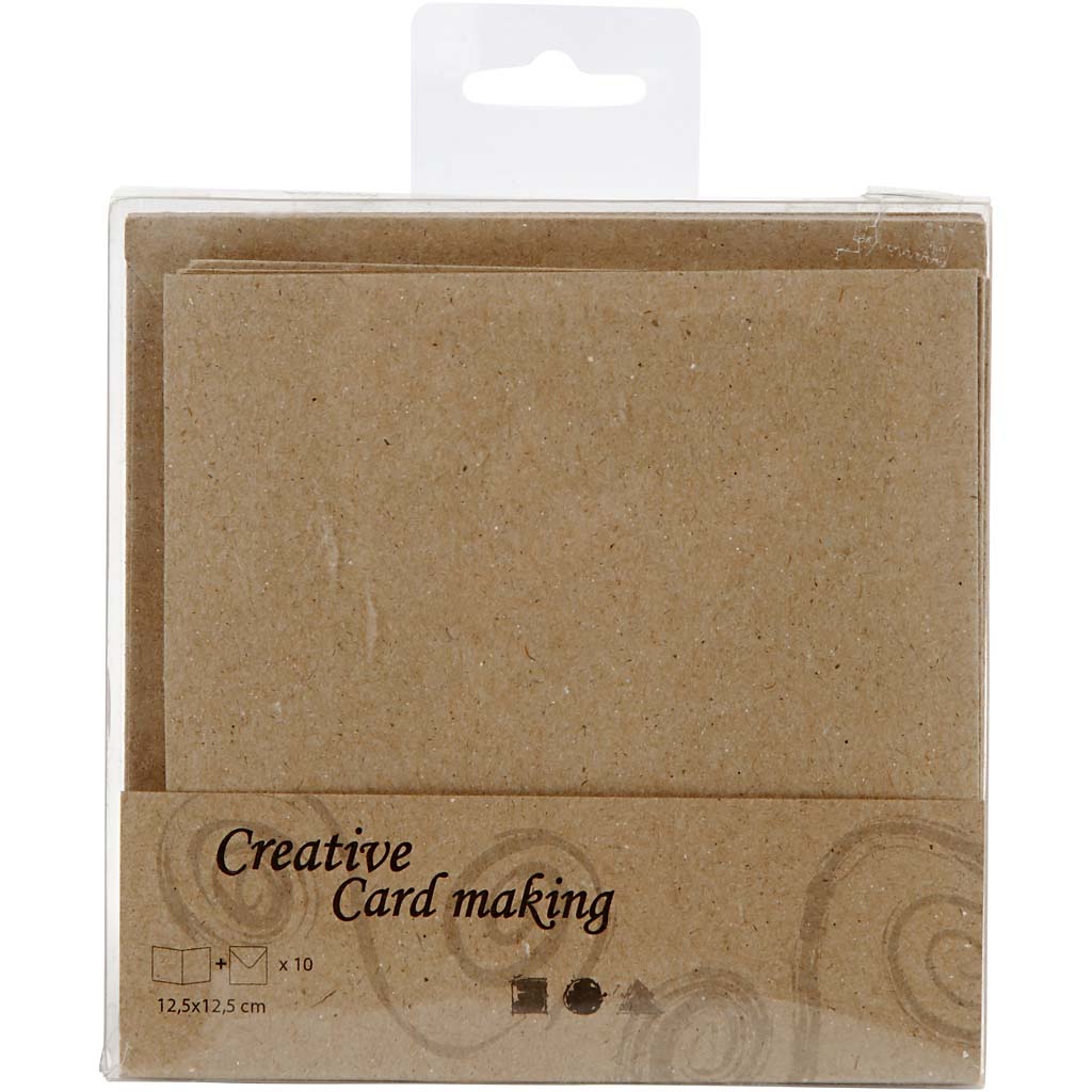 Blank Cards With Envelope, card size 12,5x12,5 cm, envelope size 13,5x13,5 cm, natural, 10 set/ 1 pack [HOB-23732]