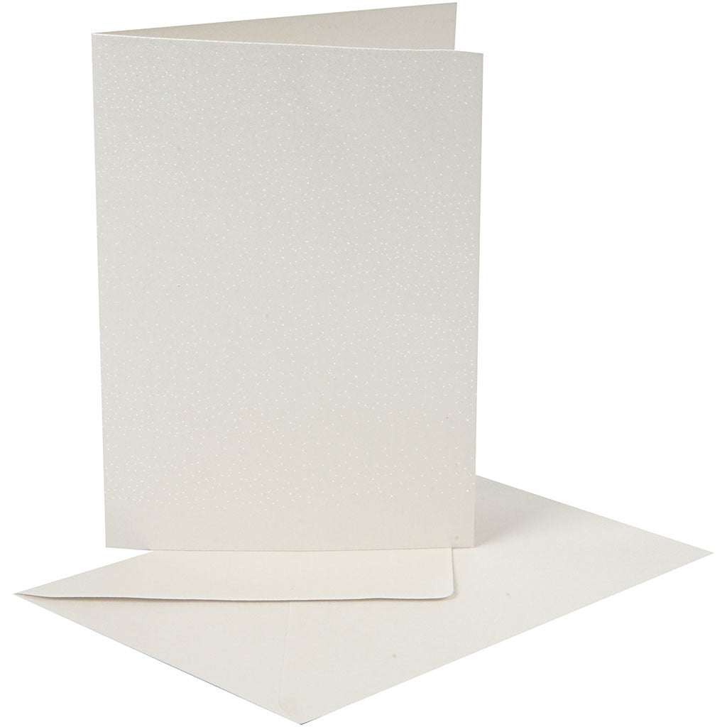 Pearlescent Cards & Envelopes, card size 10,5x15 cm, envelope size 11,5x16,5 cm, cream, 10 set/ 1 pack [HOB-23819]