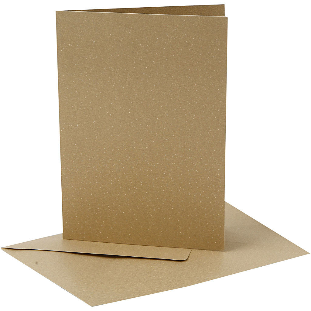 Pearlescent Cards & Envelopes, card size 10,5x15 cm, envelope size 11,5x16,5 cm, gold, 10set/ 1 pack [HOB-23823]