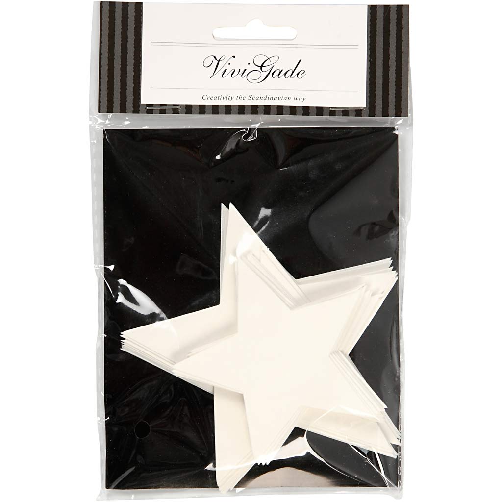Stars, size 7,3+10 cm, 240 g, white, 40 pc/ 1 pack [HOB-23851]