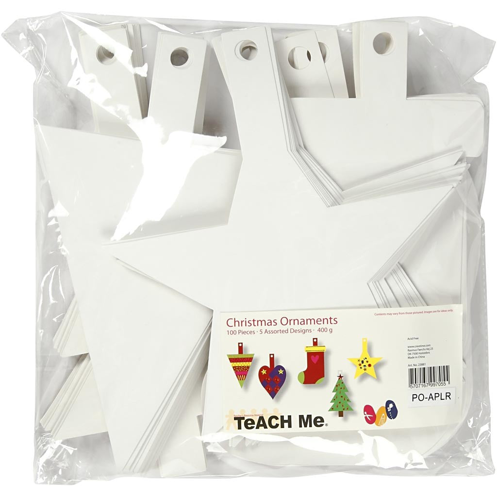 Christmas Ornaments, H: 23,5-26,5 cm, W: 15,5-20,5 cm, white, 100 pc/ 1 pack [HOB-23881]