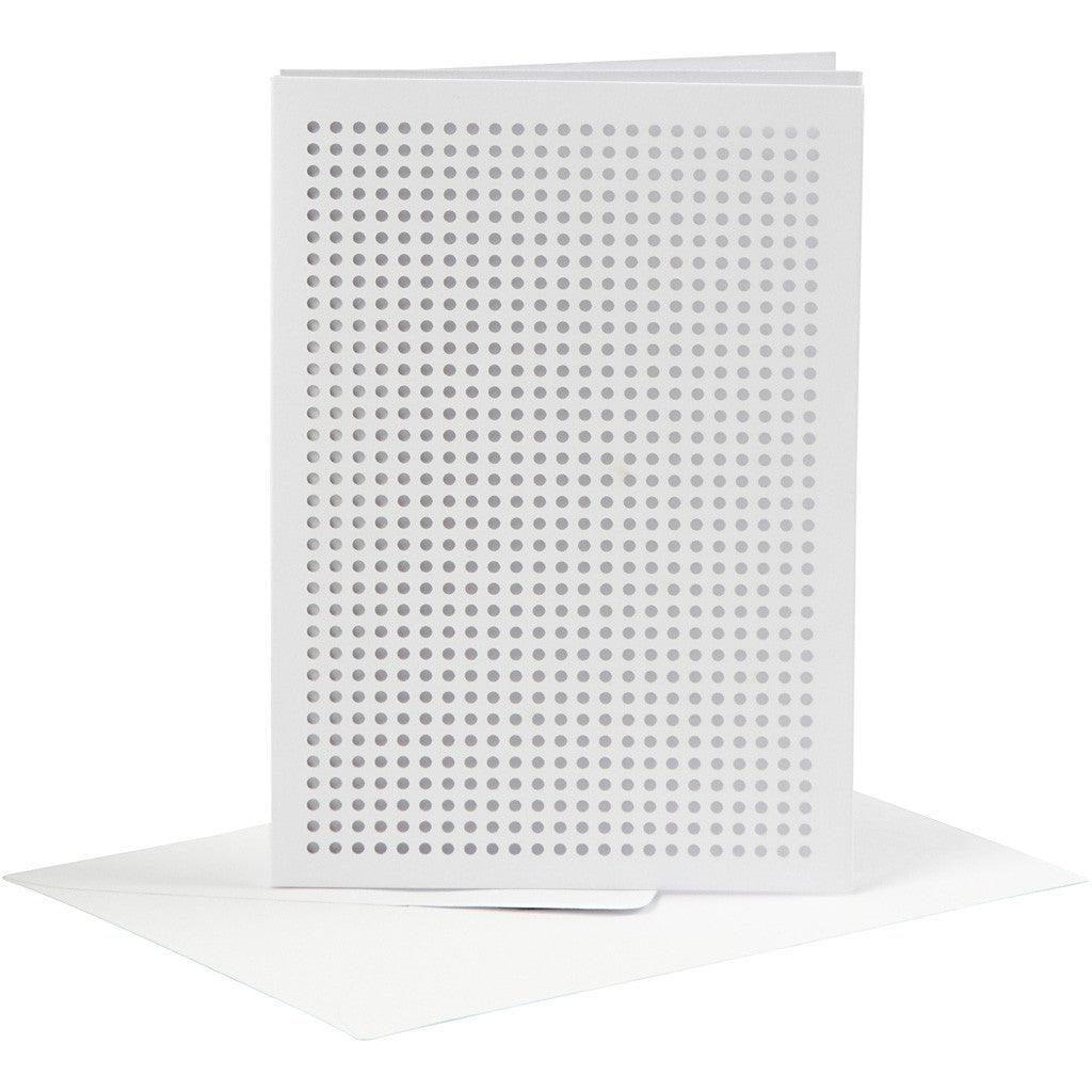 Card for embroidery, card size 10,5x15 cm, envelope size 11,5x16,5 cm, white, 6 set/ 1 pack [HOB-23901]
