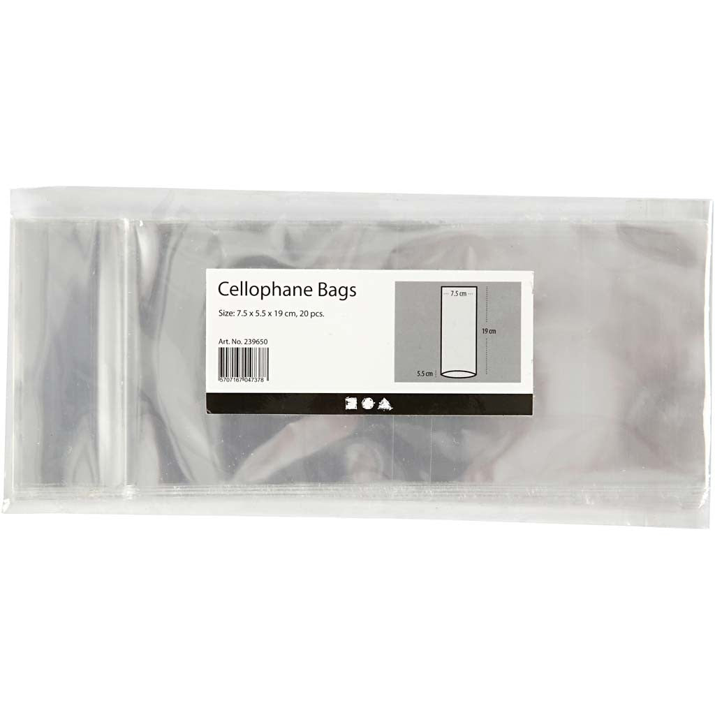 Cellophane Bag, H: 19 cm, size 7,5x5,5 cm, thickness 25 my, 20 pc/ 1 pack [HOB-239650]