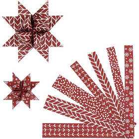 Paper Star Strips, L: 44+78 cm, dia. 6,5+11,5 cm, W: 15+25 mm, red, white, 60 strips/ 1 pack [HOB-24353]