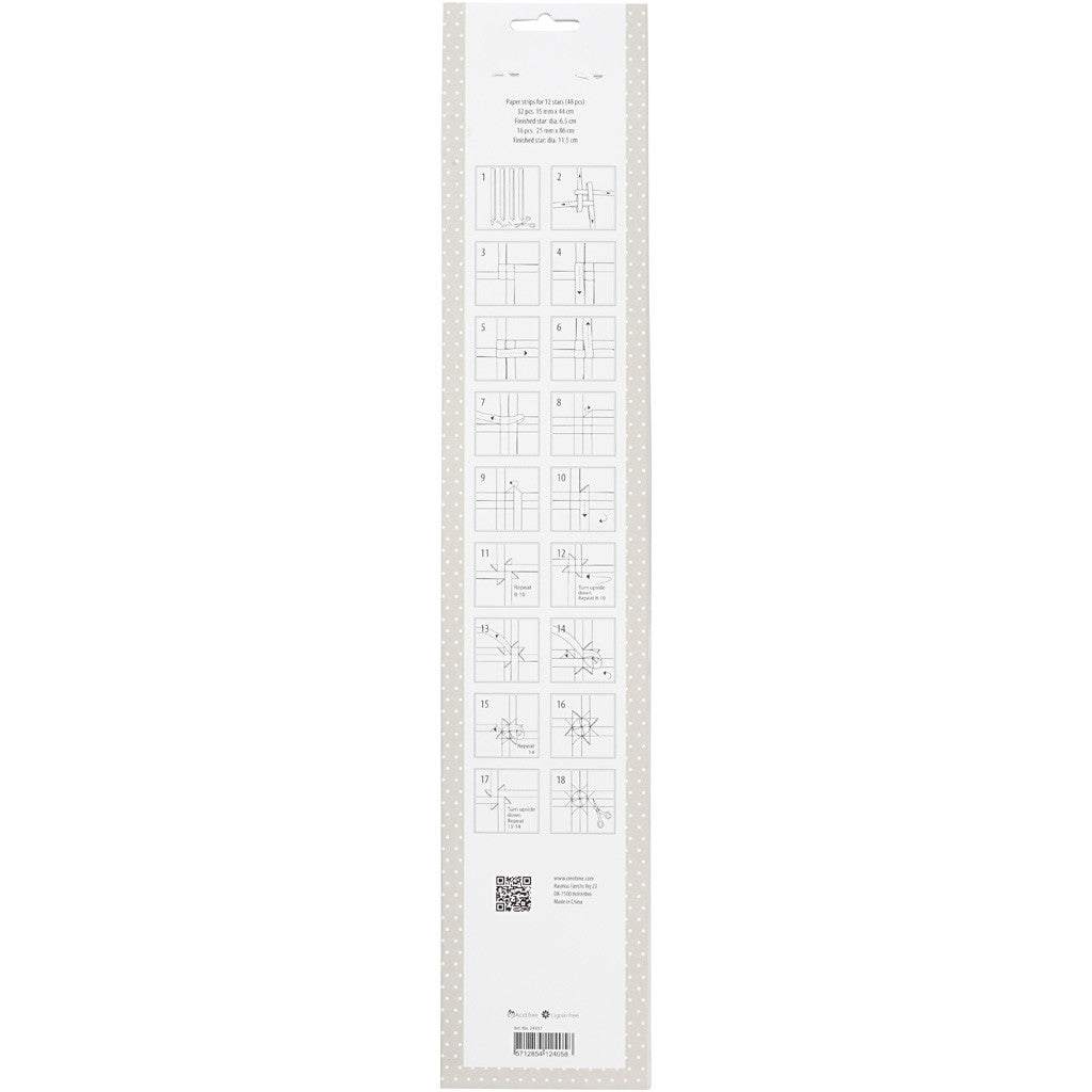 Paper Star Strips, L: 44+78 cm, dia. 6,5+11,5 cm, W: 15+25 mm, gold, white, 48 strips/ 1 pack [HOB-24357]