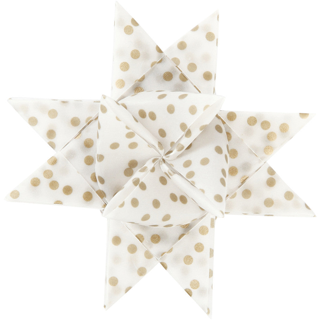 Paper Star Strips, L: 44+78 cm, dia. 6,5+11,5 cm, W: 15+25 mm, gold, white, 48 strips/ 1 pack [HOB-24357]