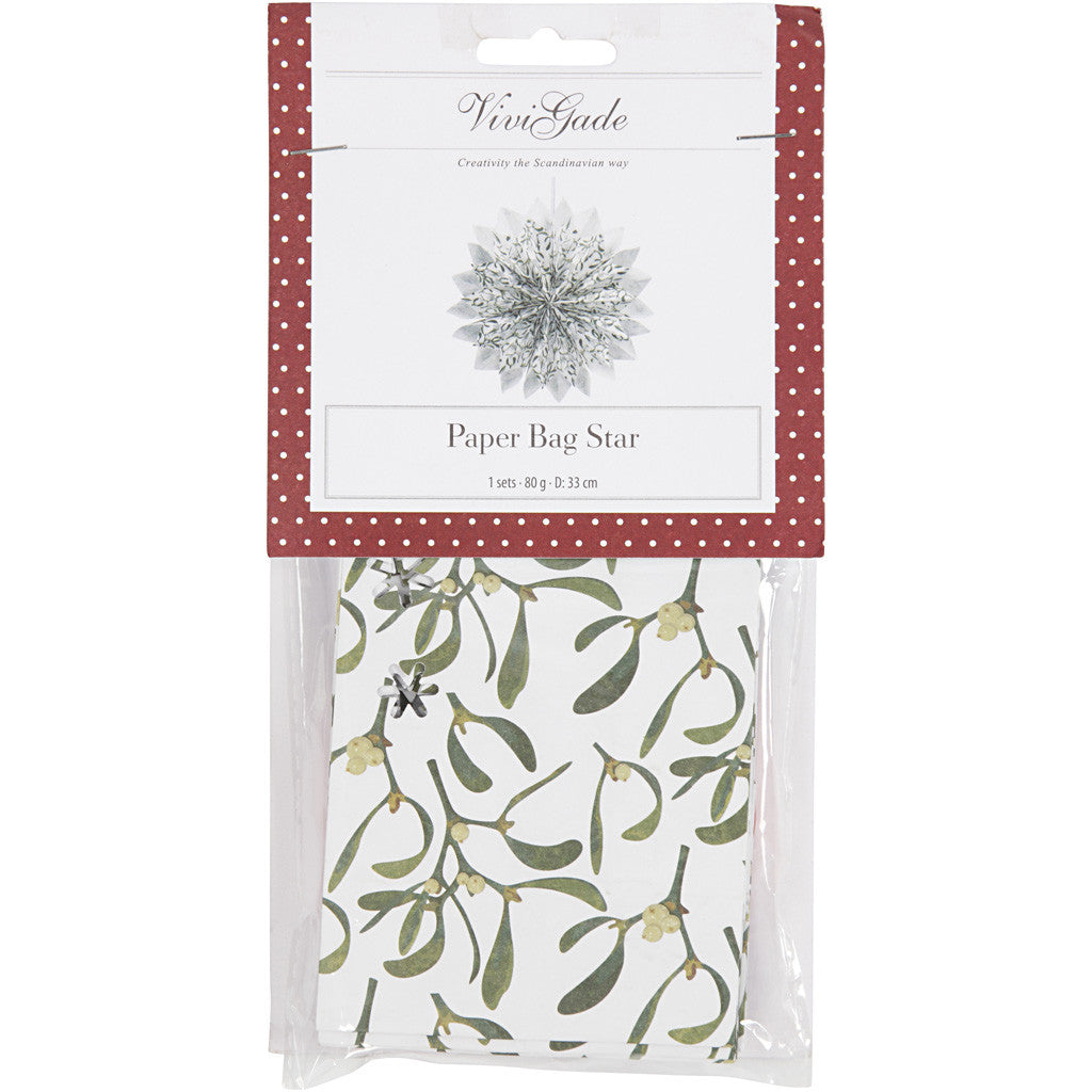 Paper Bag Star, 80 g, green, white, 1 set [HOB-24369]