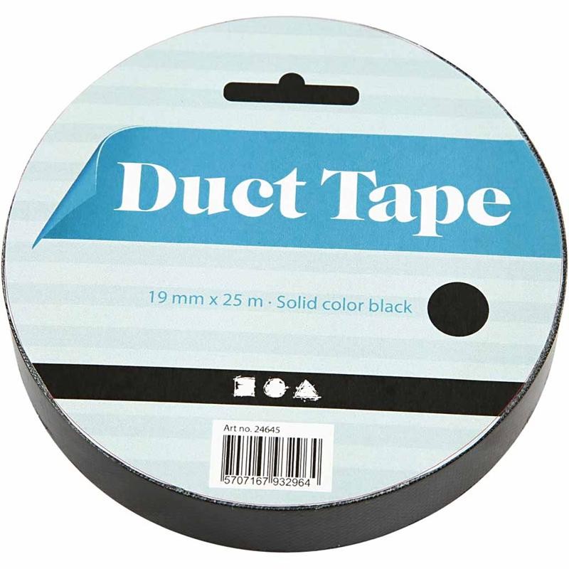 Duct Tape, W: 19 mm, black, 25 m/ 1 roll [HOB-24645]