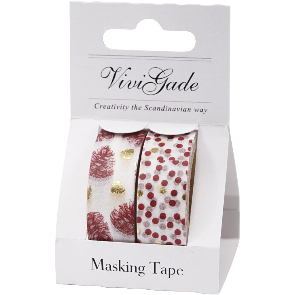 Washi Tape, cones and dots - foil, W: 15 mm, 2x4 m/ 1 pack [HOB-24762]
