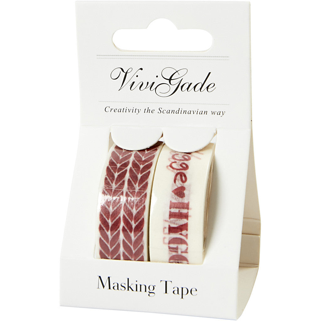 Washi Tape, hygge and knitting, W: 15 mm, 2x5 m/ 1 pack [HOB-24766]