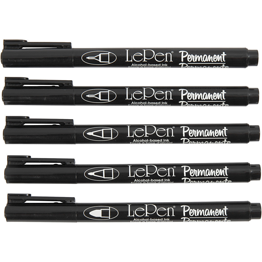 Permanent Markers, line 2x0,6+2x0,8+1,3 mm, black, 5 pc/ 1 pack [HOB-25010]