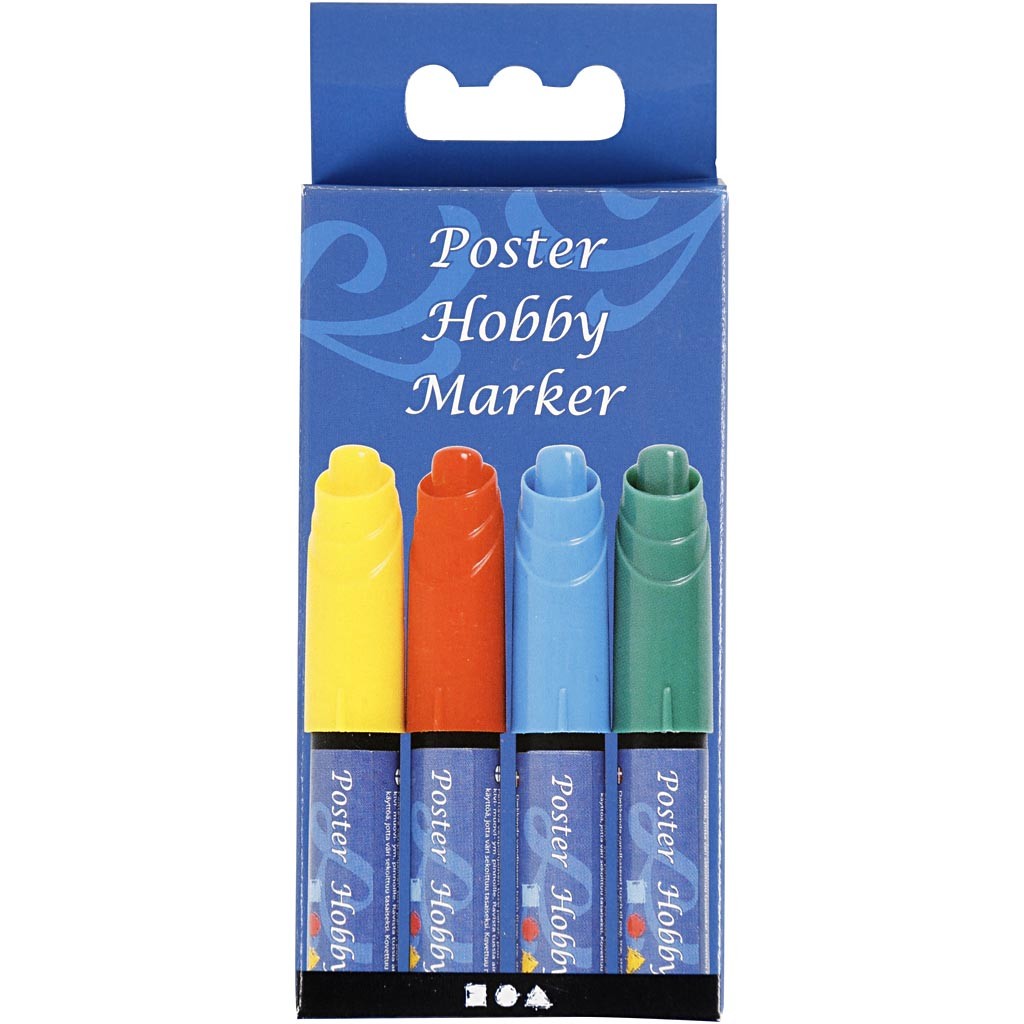 Poster Hobby Marker, line 3 mm, blue, green, red, yellow, 4 pc/ 1 pack [HOB-25048]