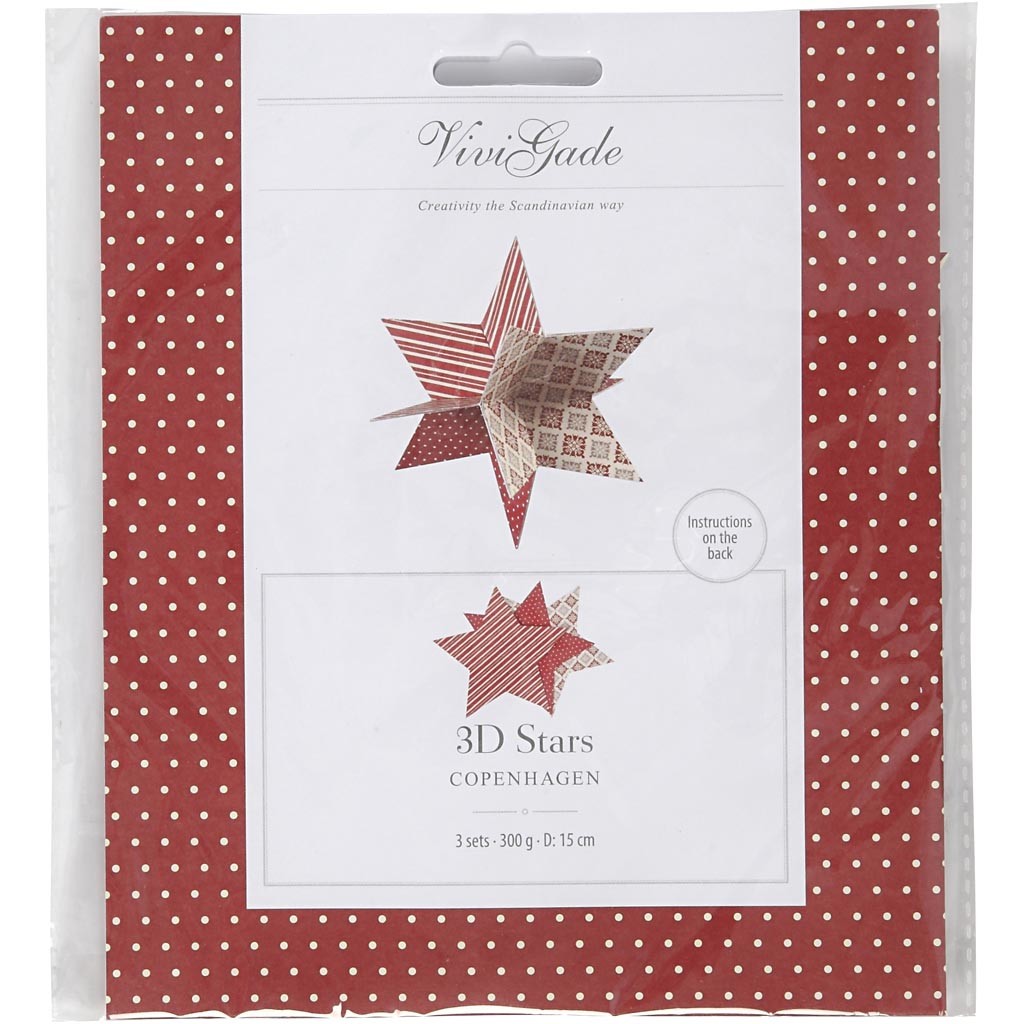 3D Stars, dia. 15 cm, 300 g, 3 pc/ 1 pack [HOB-25233]