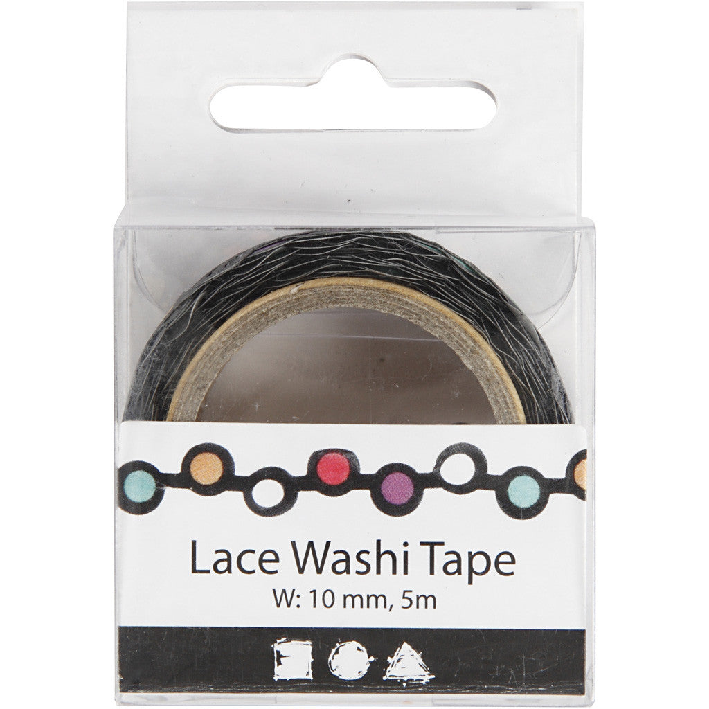 Lace Washi Tape, W: 10 mm, 5 m/ 1 roll [HOB-25263]