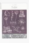 Deco Foil and transfer sheet, flowers, sheet 15x15 cm, rose, silver, 4 sheet/ 1 pack [HOB-25335]
