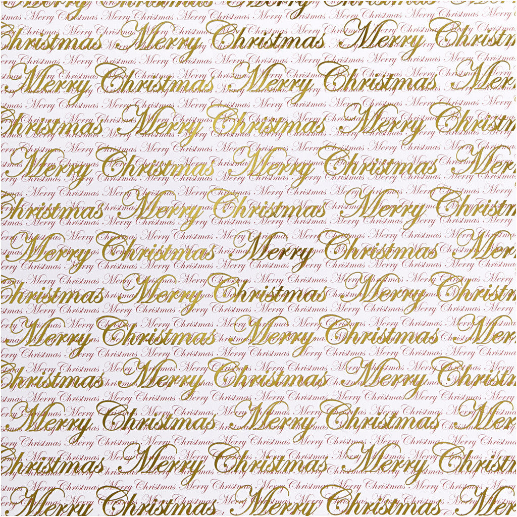 Design Paper, Merry Christmas and dots, sheet 30,5x30,5 cm, 180 g, gold, 3 sheet/ 1 pack [HOB-25339]