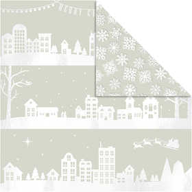 Designpaper, houses and snowflake, sheet 30,5x30,5 cm, 180 g, 3 sheet/ 1 pack [HOB-25344]