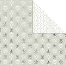 Design Paper, angels and hearts, sheet 30,5x30,5 cm, 180 g, silver, 3 sheet/ 1 pack [HOB-25345]