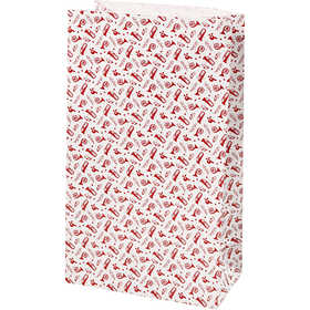 Paper Bag, trumpet, H: 21 cm, size 6x12 cm, 80 g, red, white, 8 pc/ 1 pack [HOB-25352]