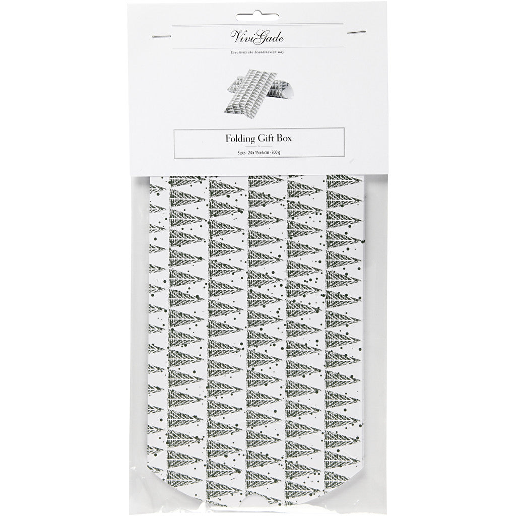 Pillow box, pinetree, size 18x15x6 cm, 300 g, green, 3 pc/ 1 pack [HOB-25359]