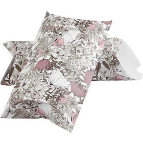 Pillow box, flowers, size 18x15x6 cm, 300 g, brown, 3 pc/ 1 pack [HOB-25364]