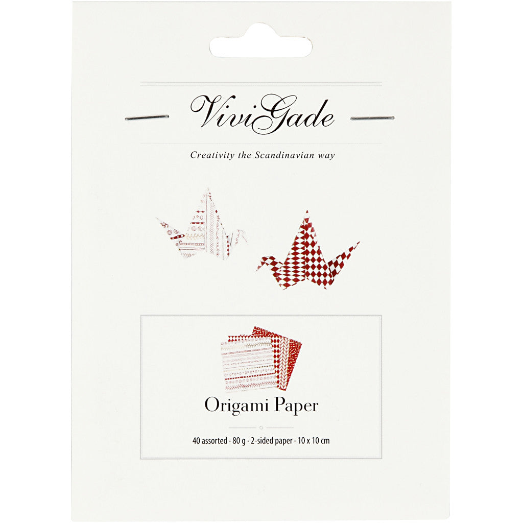 Origami Paper, red, 10x10 cm, 80 g, 40 sheet/ 1 pack [HOB-25370]