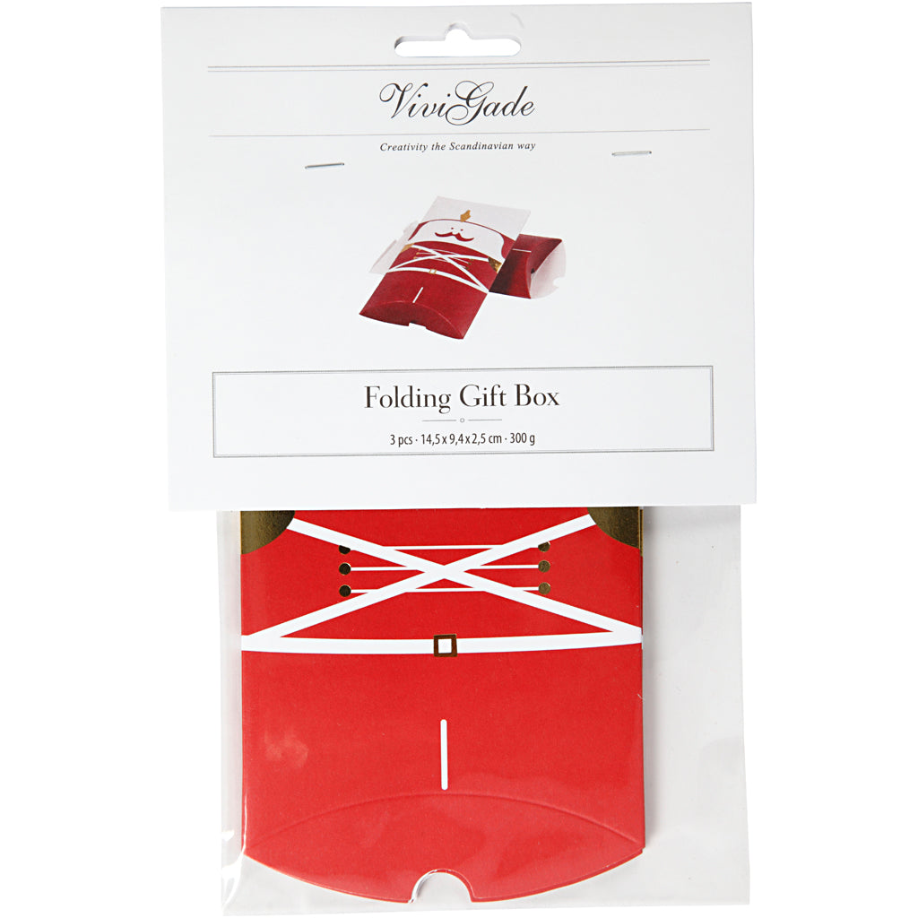 Pillow Box, nutcracker, size 12x9,4x2,5 cm, 300 g, gold, red, white, 3 pc/ 1 pack [HOB-25374]