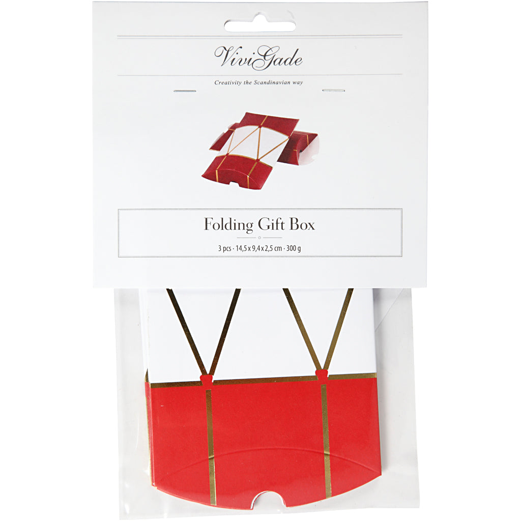 Pillow Box, drum, size 12x9,4x2,5 cm, 300 g, gold, red, white, 3 pc/ 1 pack [HOB-25375]