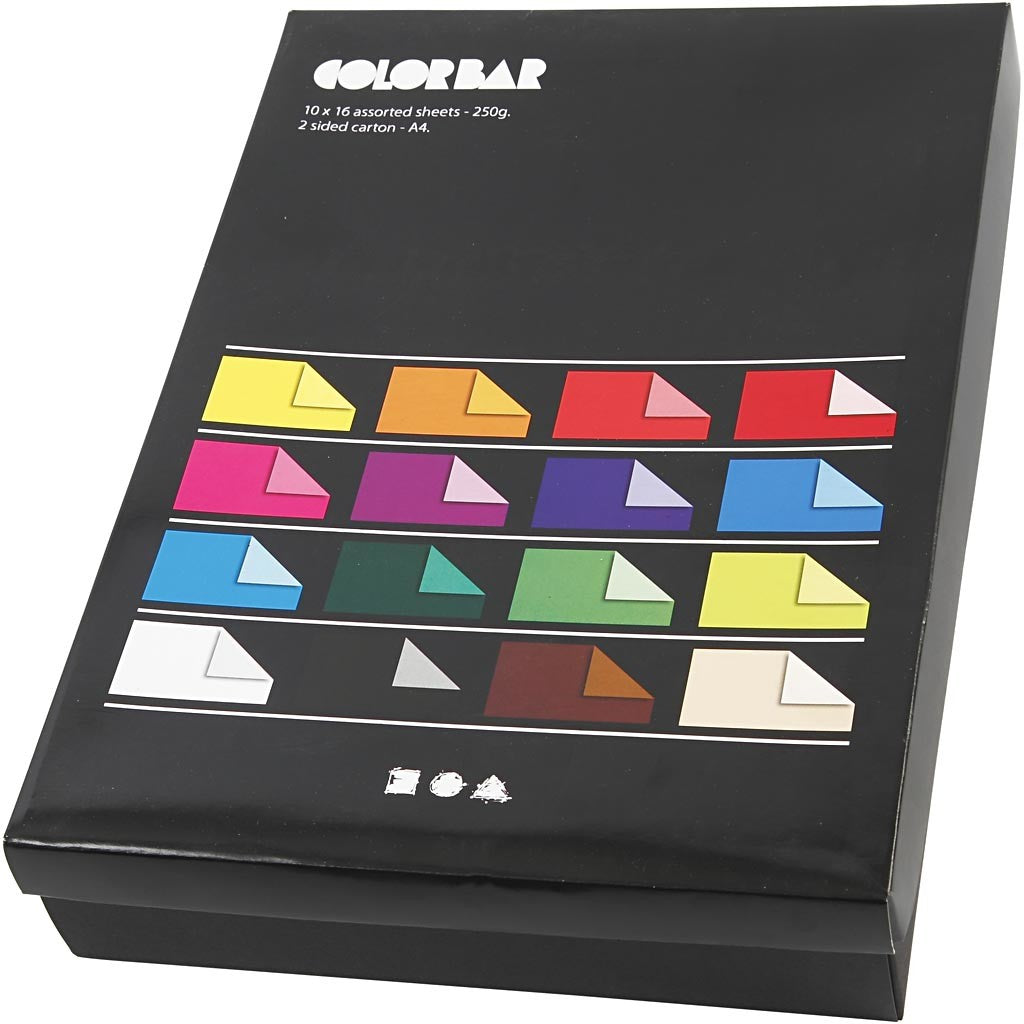 Color Bar Card, A4, sheet 210x297 mm, 250 g, assorted colours, 16x10 sheet/ 1 pack [HOB-25417]