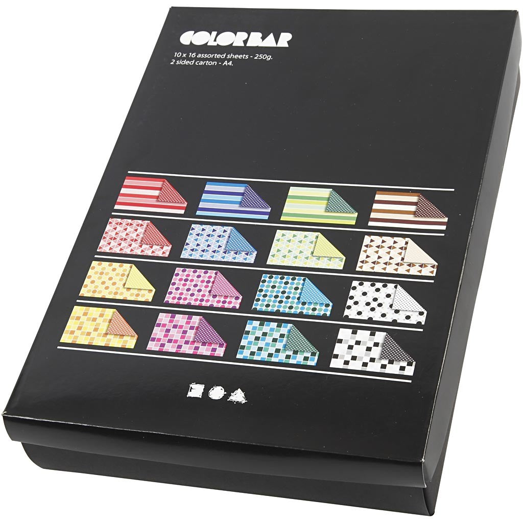 Color Bar Card, A4, sheet 210x297 mm, 250 g, assorted colours, 16x10 sheet/ 1 pack [HOB-25457]