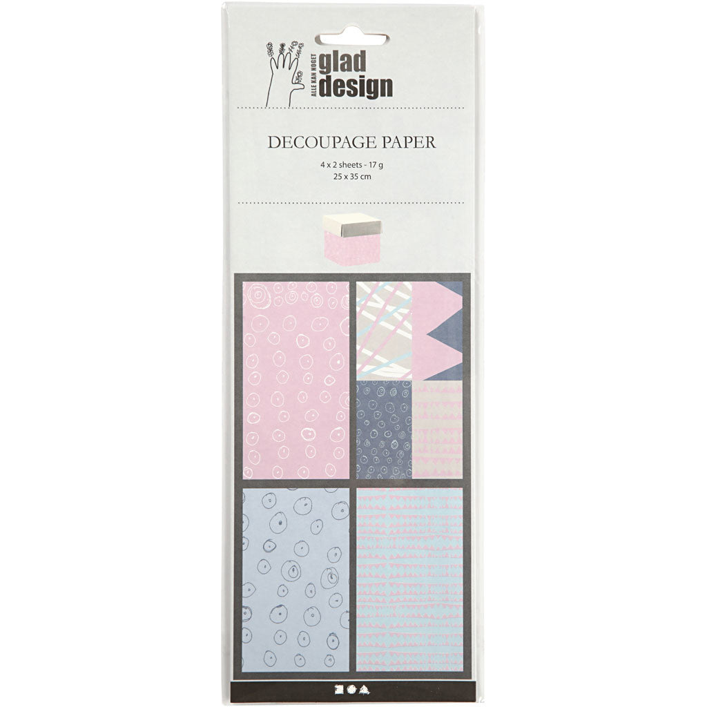 Decoupage Paper, sheet 25x35 cm, 17 g, 4x2 sheet/ 1 pack [HOB-254830]
