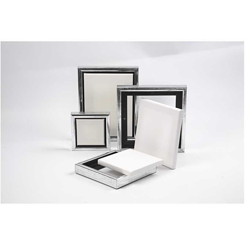 Canvas with Wooden Frame, size 10x10 cm, 360 g, white, 6 pc/ 1 pack [HOB-25750]