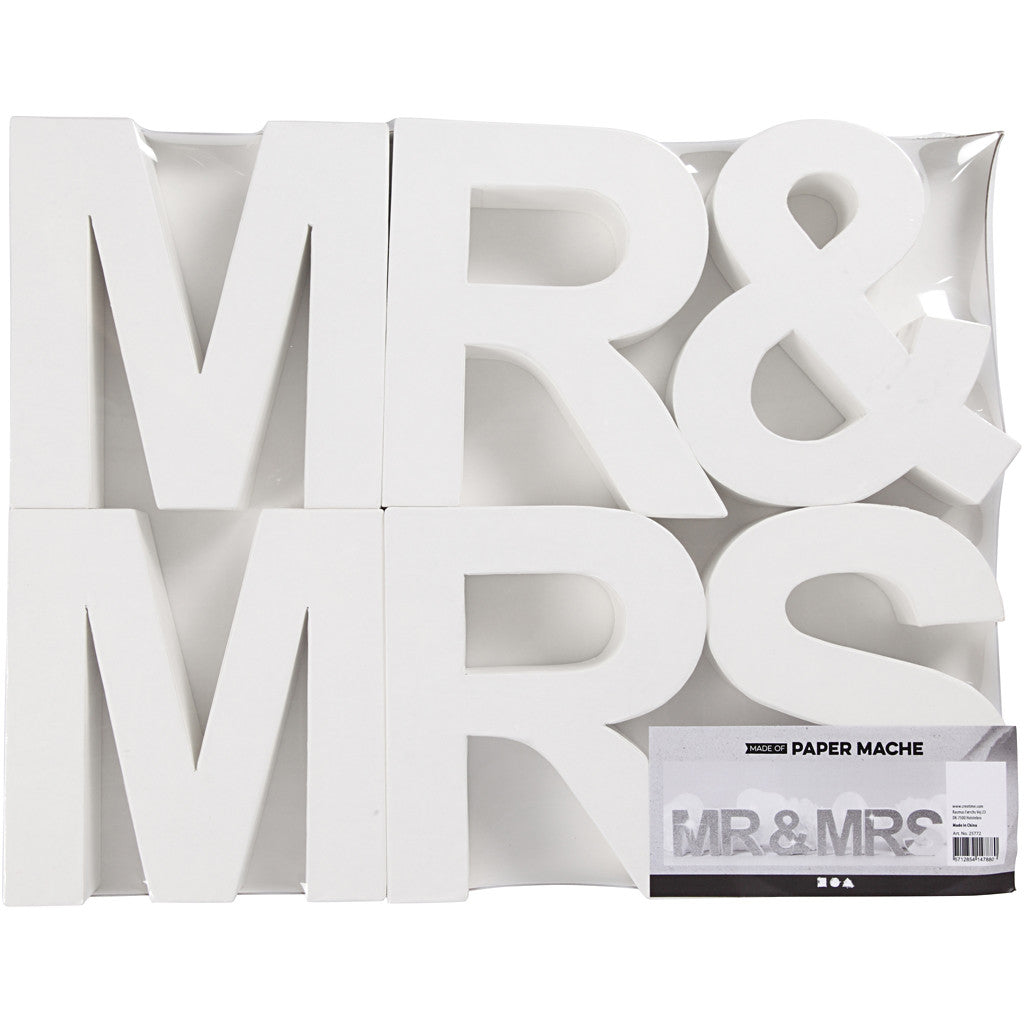 Letters, MR & MRS, H: 17,5 cm, D. 4,5 cm, white, 1 set [HOB-25772]