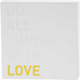 Canvas with Gold Motifs, H: 25,4 cm, D. 2,54 cm, W: 25,4 cm, white, 1 pc [HOB-25776]