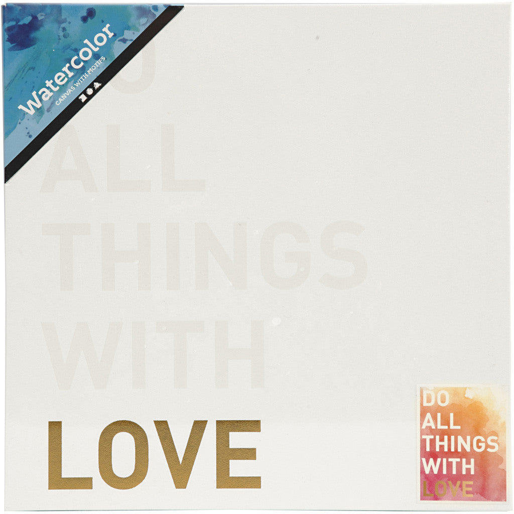 Canvas with Gold Motifs, H: 25,4 cm, D. 2,54 cm, W: 25,4 cm, white, 1 pc [HOB-25776]