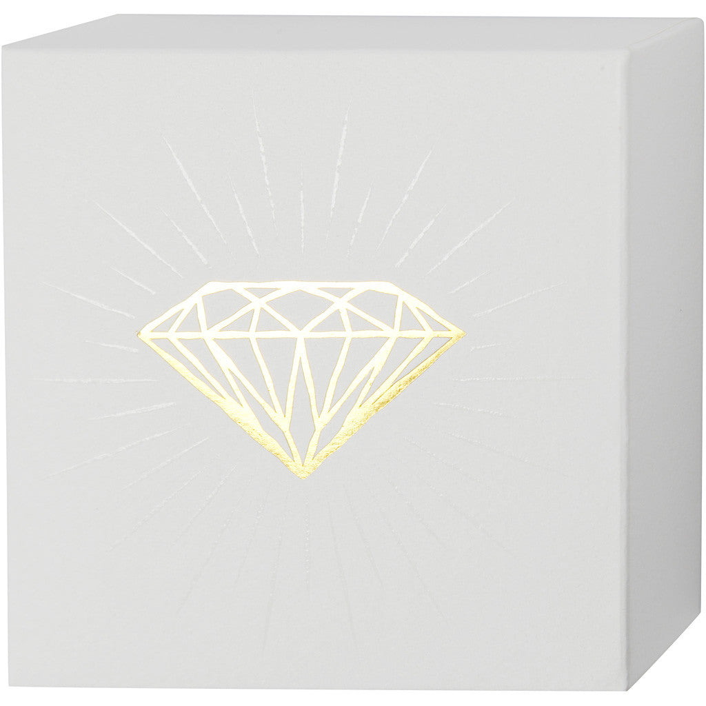 Canvas with Gold Motifs, H: 10,16 cm, D. 2,54 cm, W: 10,16 cm, white, 2 pc/ 1 pack [HOB-25778]